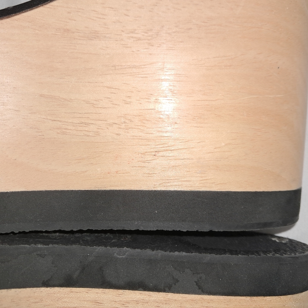 Isabel Marant "Zlova" Wedge EU 40 (9/9.5 US) Black Leather White Cotton Buckles - Picture 9 of 13